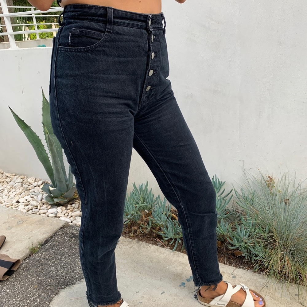 Black Bongo button down high-rise jeans